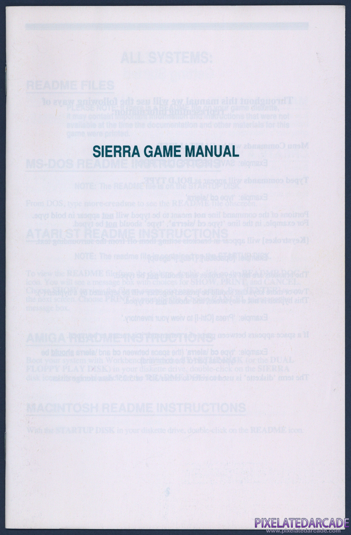 Space Quest IV: Roger Wilco and the Time Rippers: Sierra Game Manual - Page 1