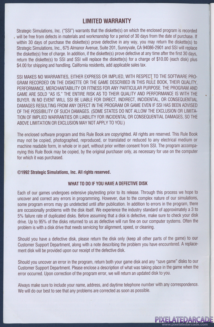 Prophecy of the Shadow: Instruction Manual - Front Inside Cover