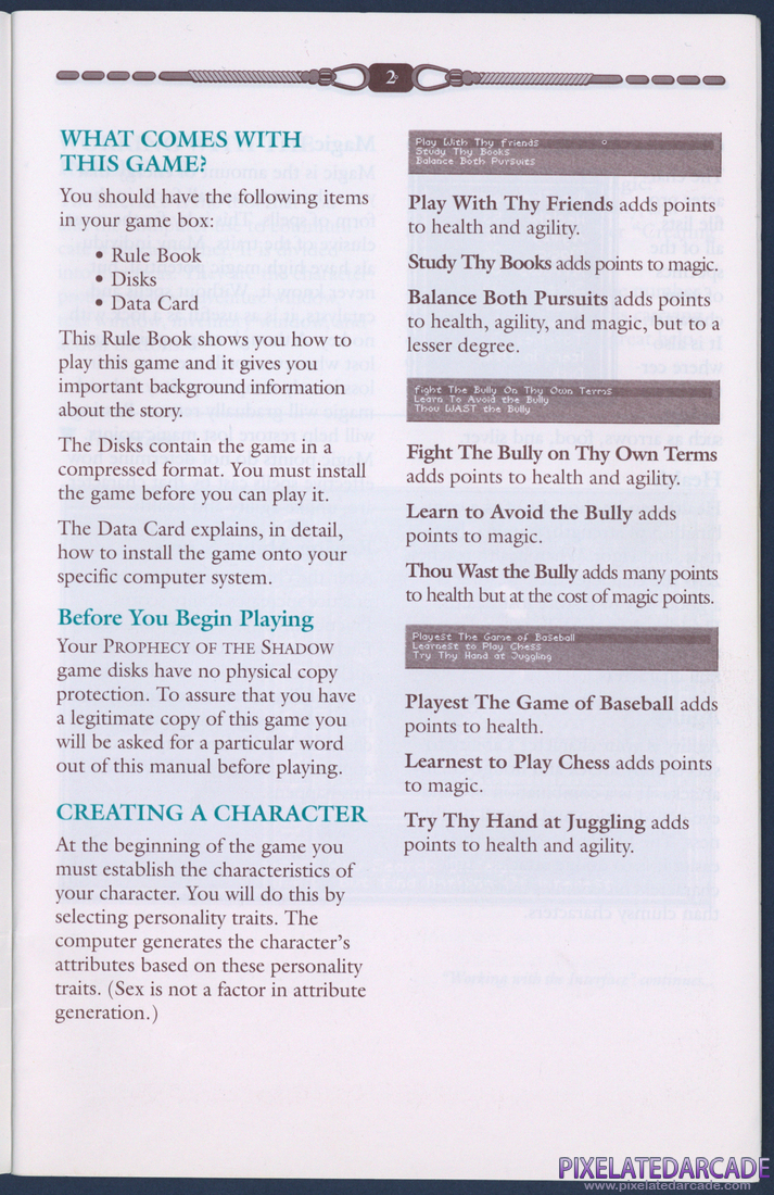 Prophecy of the Shadow: Instruction Manual - Page 2