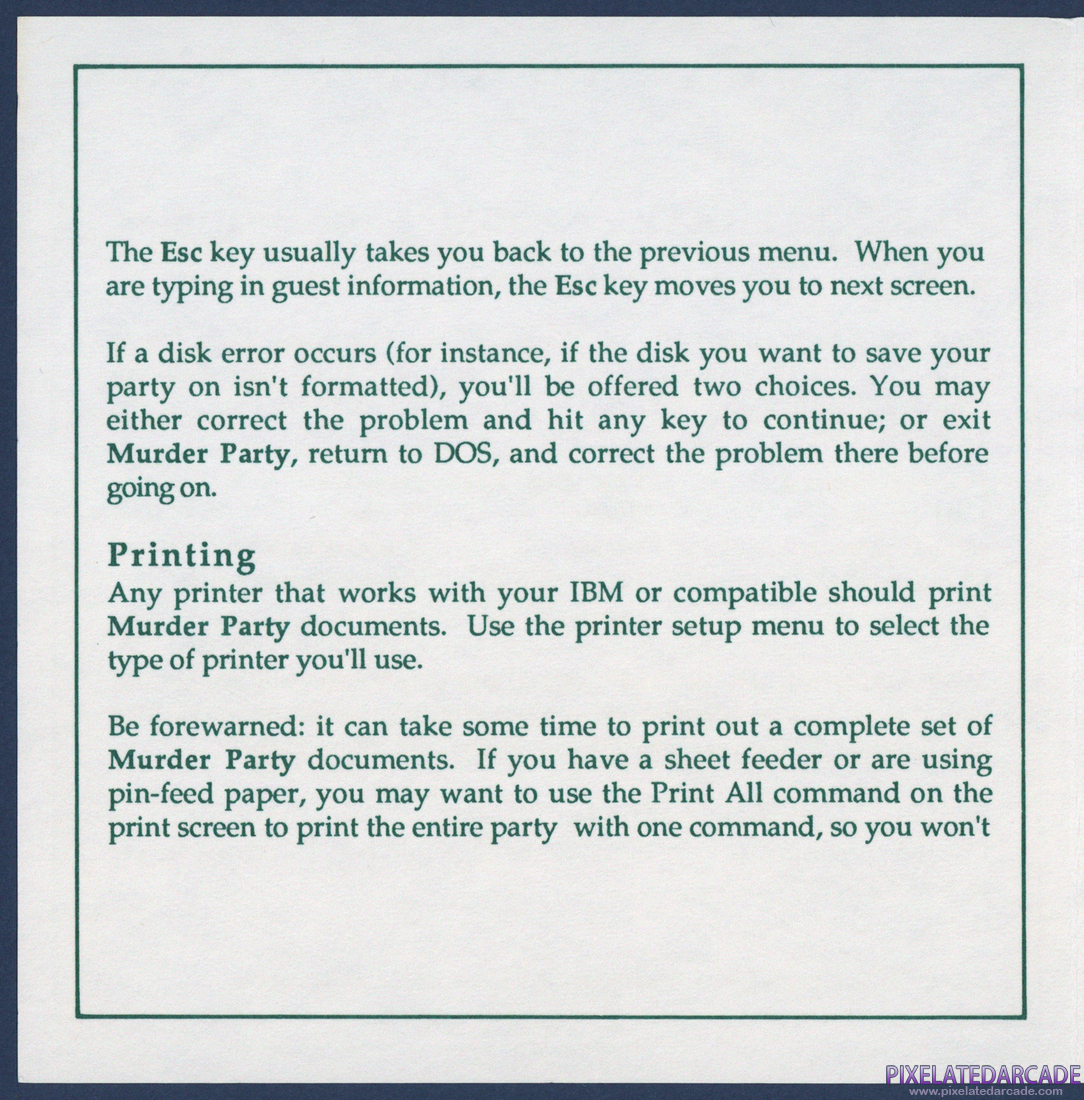 Make Your Own Murder Party: IBM version Command Summary - Page 2