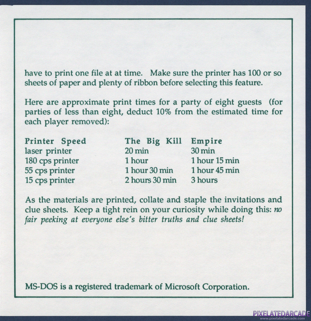Make Your Own Murder Party: IBM version Command Summary - Page 3