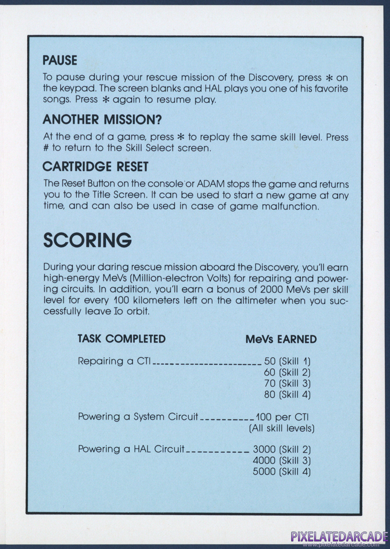 2010: The Graphic Action Game: Engineering Repair Card