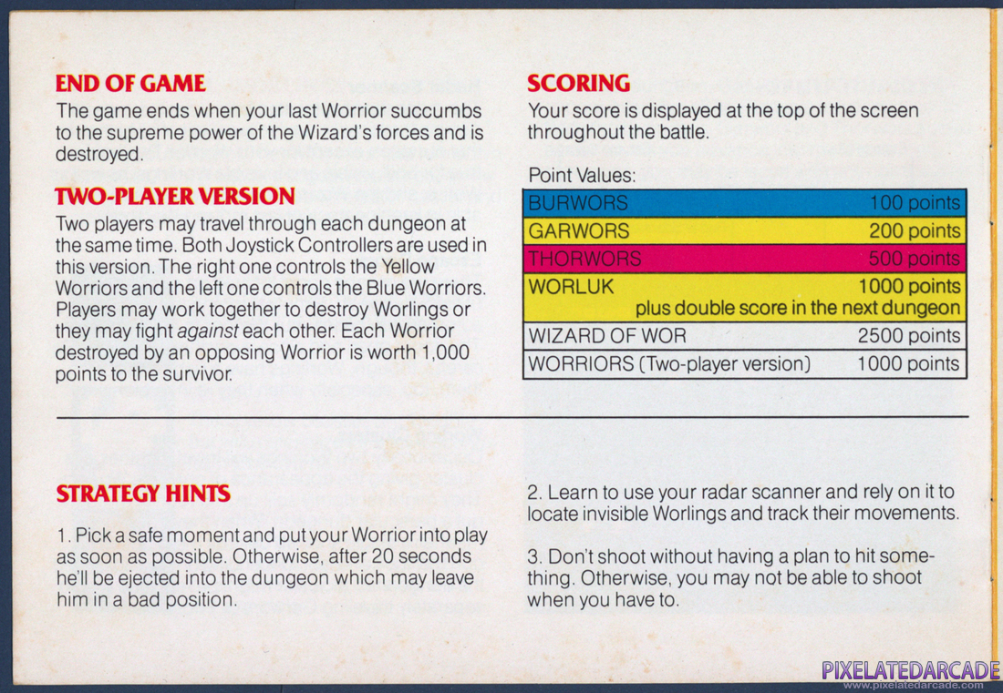 Wizard of Wor: Instruction Manual - Page 6