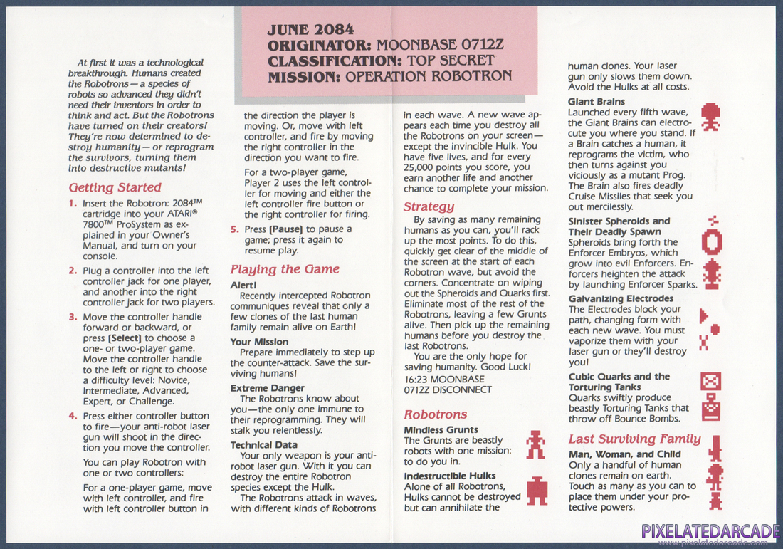 Robotron: 2084: Instruction Manual - Page 2