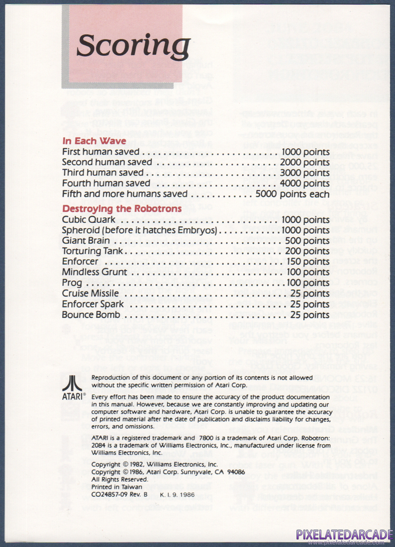 Robotron: 2084: Instruction Manual - Page 3
