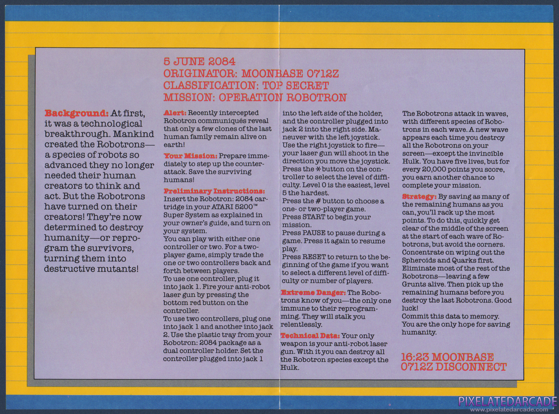Robotron: 2084: Instruction Manual - Page 2