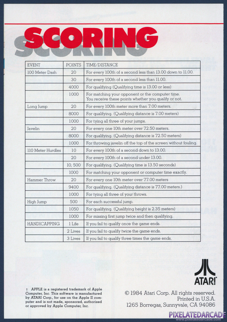 Track & Field: Instruction Manual - Page 3