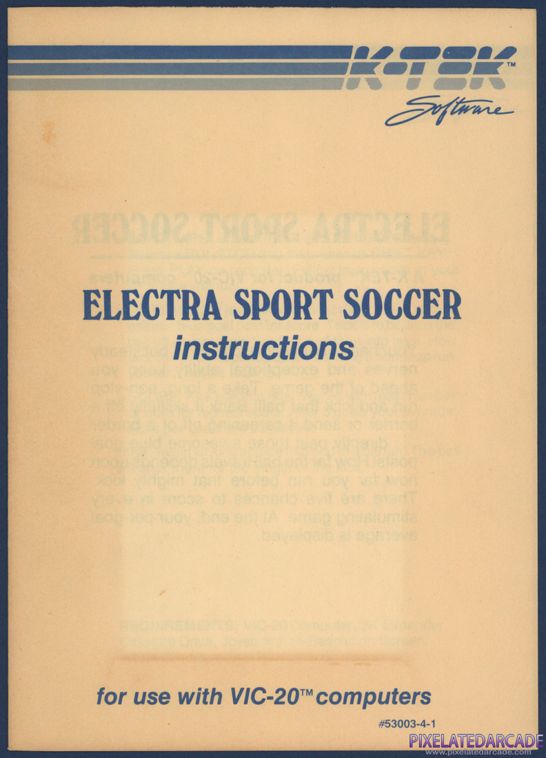 Electra Sport Soccer: Instruction Manual - Page 1