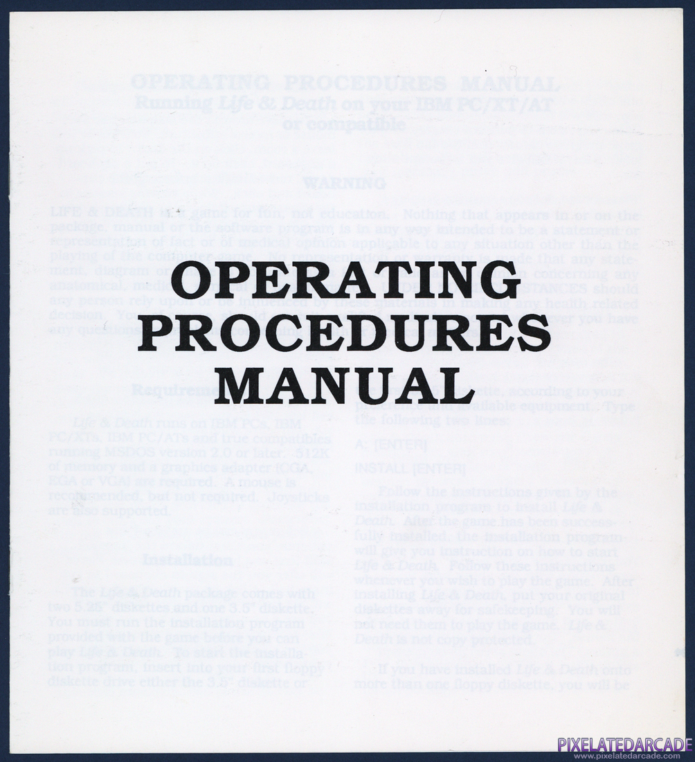 Life & Death: Operating Procedures Manual - Page 1