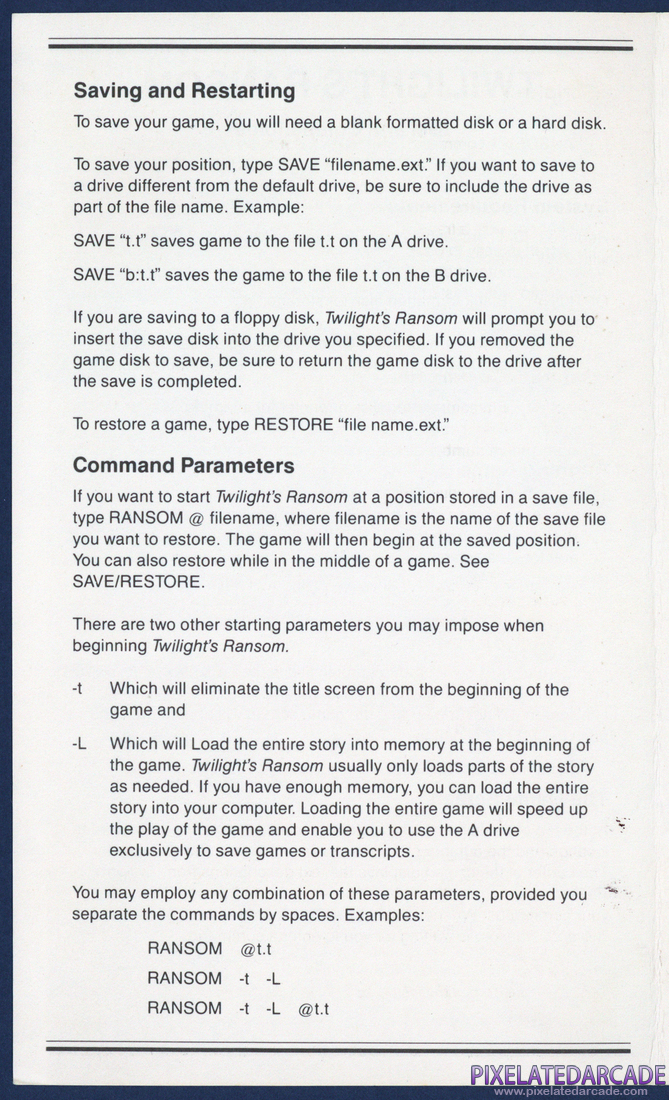 Twilight's Ransom: IBM PC Addendum - Page 2