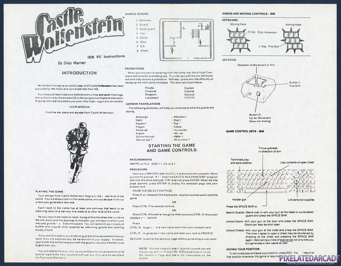 Castle Wolfenstein: Instruction Manual - Page 1