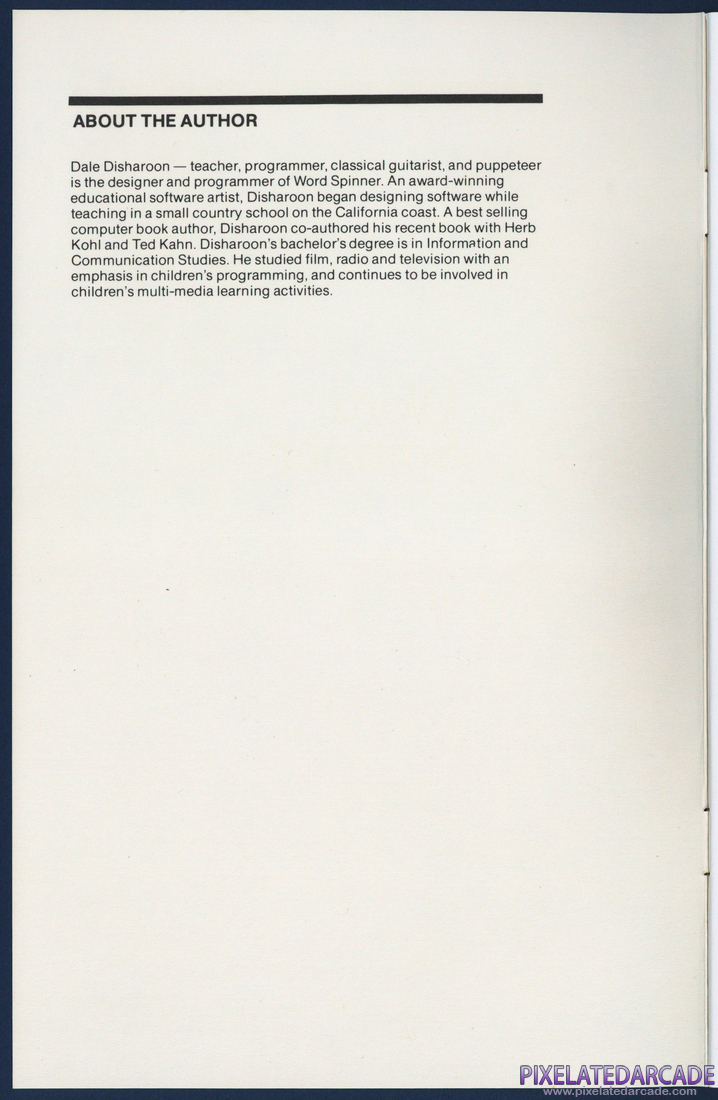 Word Spinner: Instruction Manual - Inside Cover