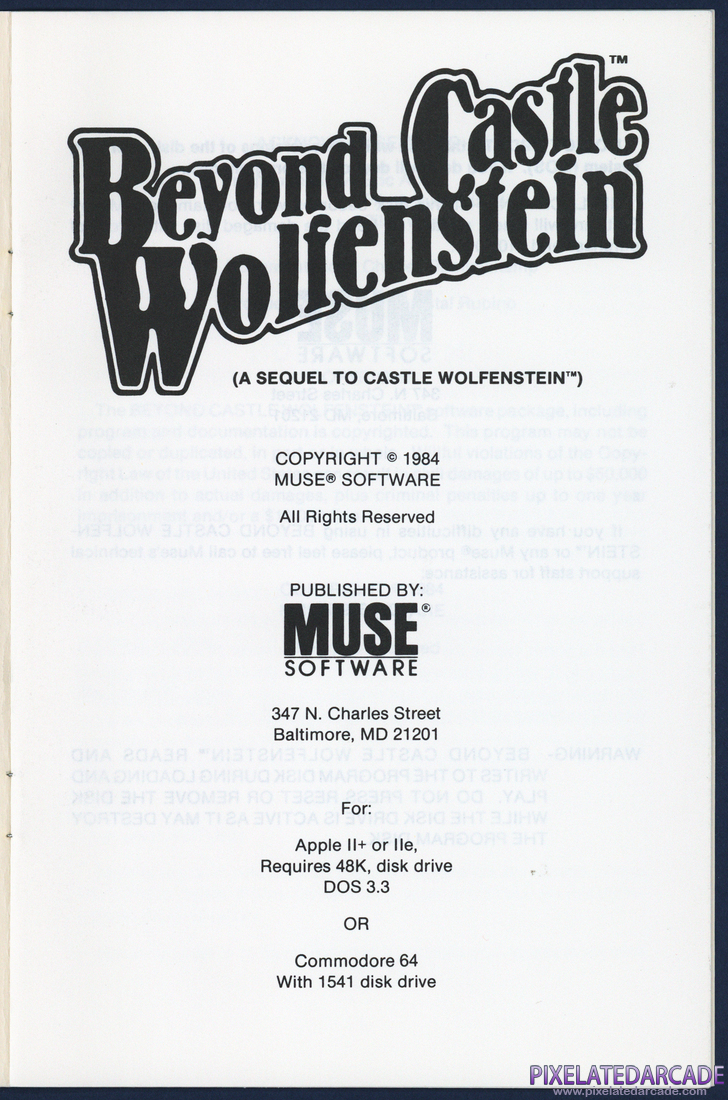 Beyond Castle Wolfenstein: Instruction Manual - Page 2