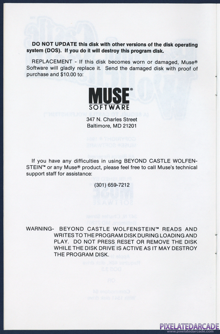 Beyond Castle Wolfenstein: Instruction Manual - Page 3