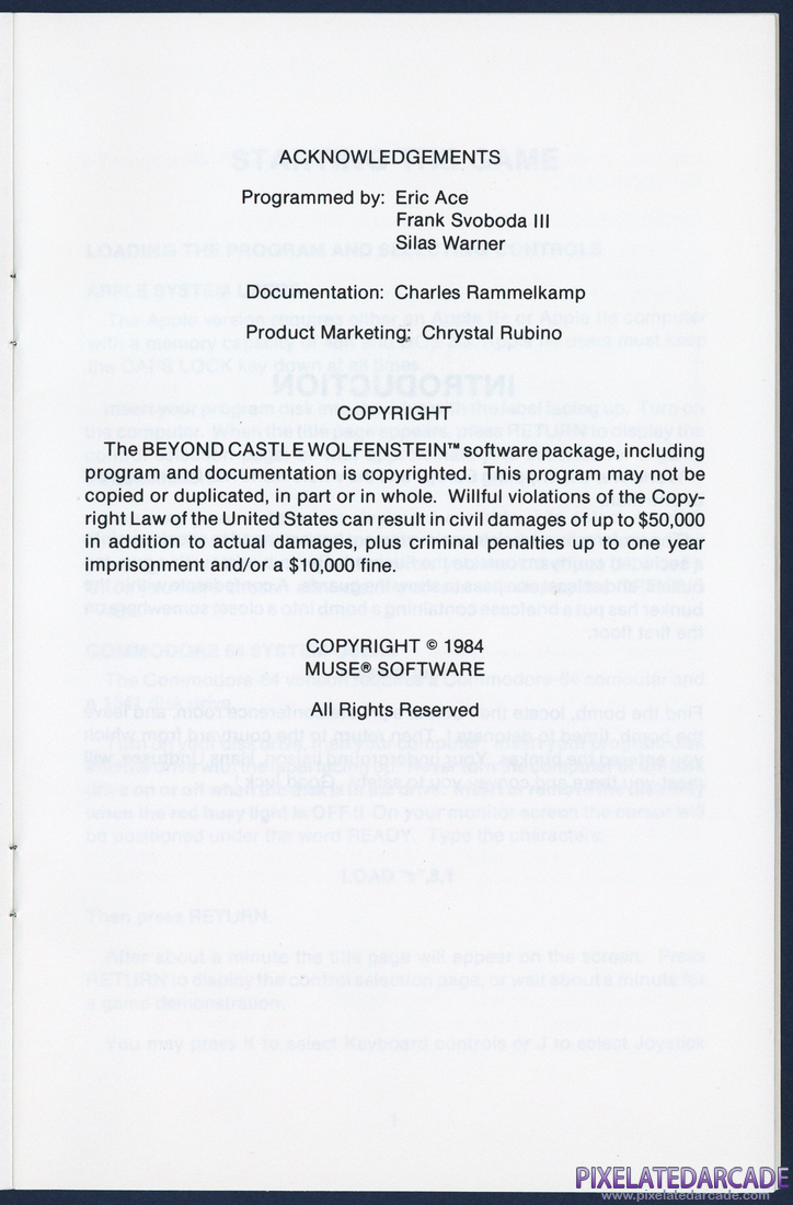 Beyond Castle Wolfenstein: Instruction Manual - Page 4