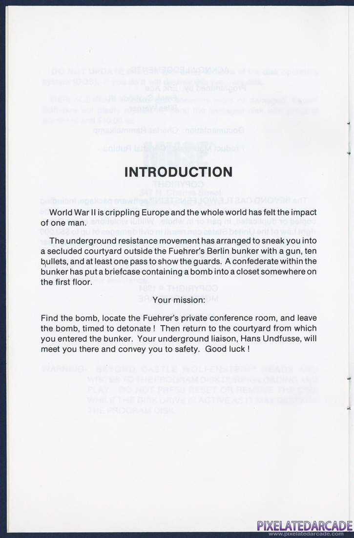 Beyond Castle Wolfenstein: Instruction Manual - Page 5
