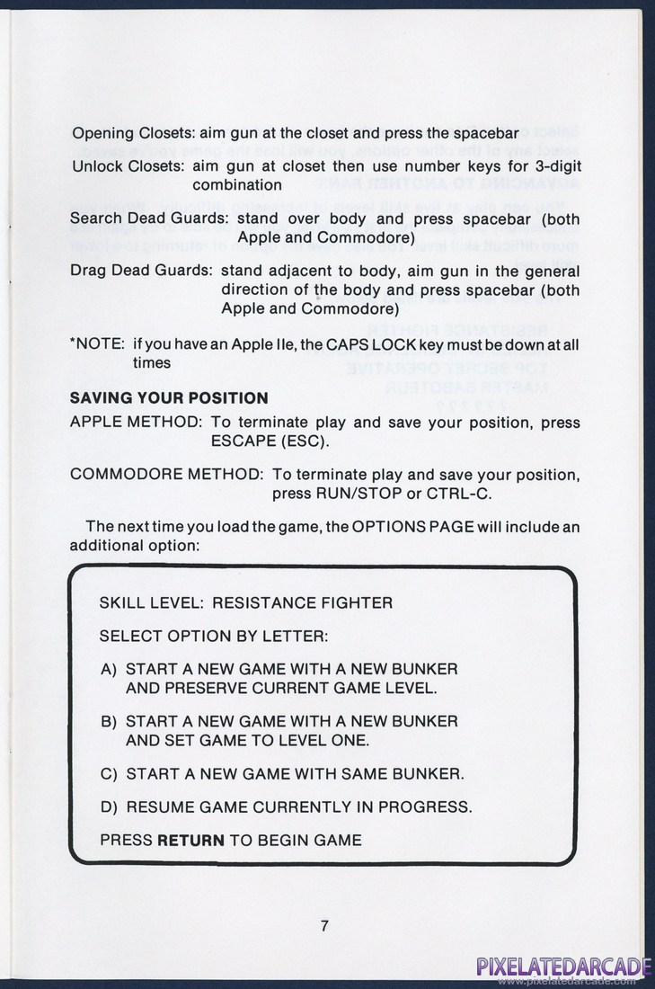 Beyond Castle Wolfenstein: Instruction Manual - Page 12