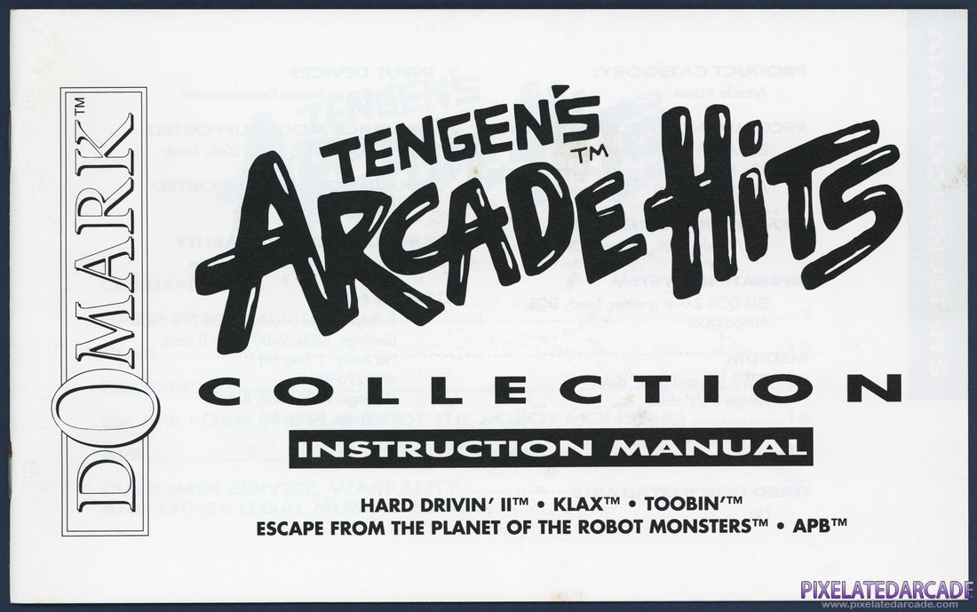 Tengen's Arcade Hits: Instruction Manual - Front Cover