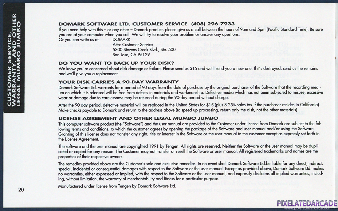 Tengen's Arcade Hits: Instruction Manual - Page 20