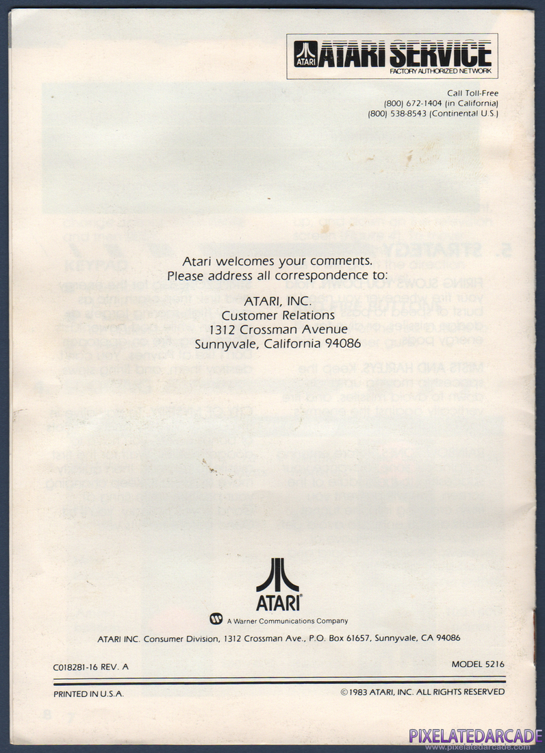 Vanguard: Instruction Manual - Back Cover