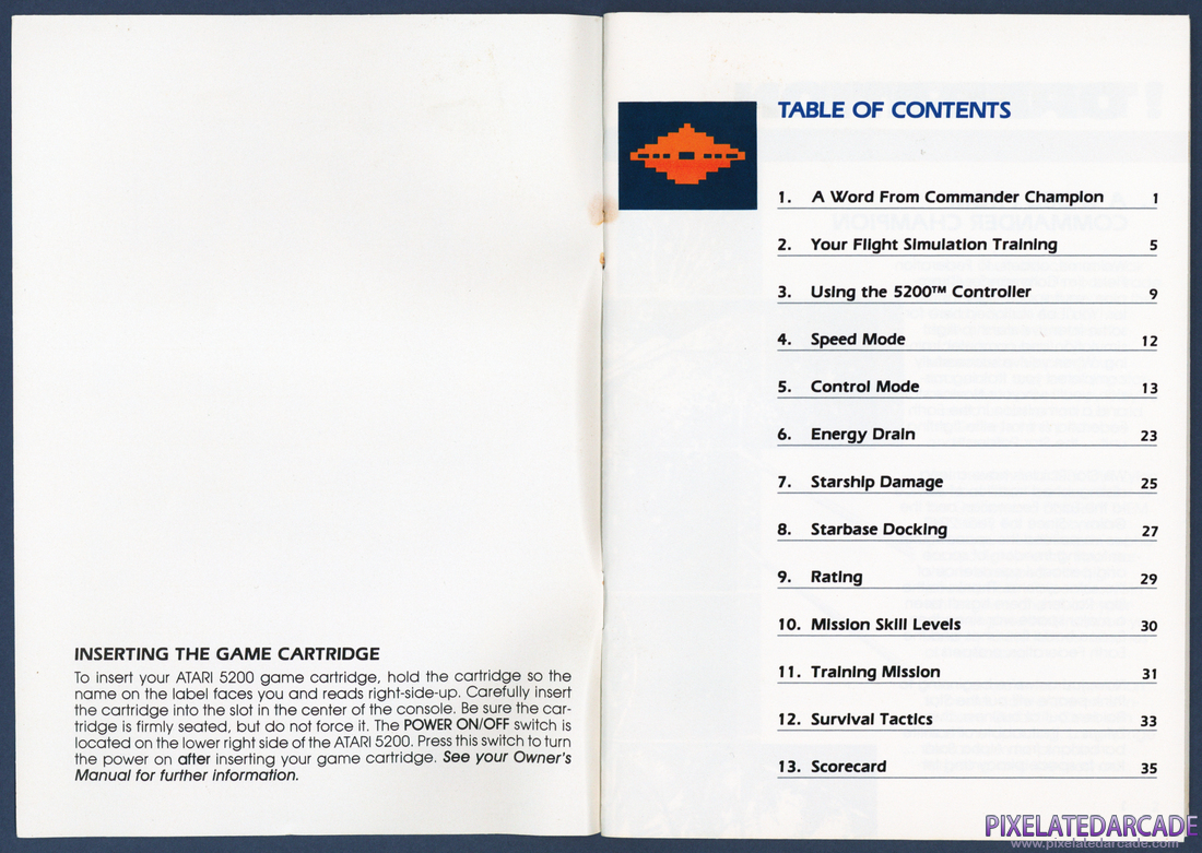Star Raiders: Instruction Manual - Table of Contents