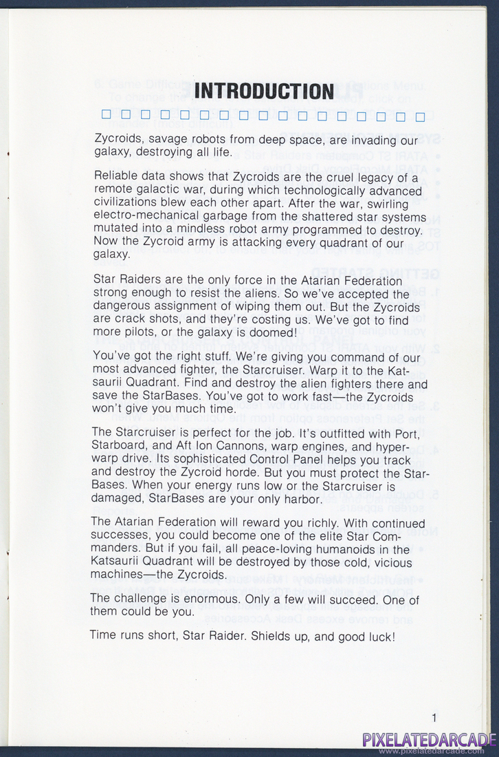 Star Raiders: Instruction Manual - Page 1