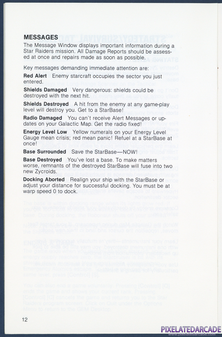 Star Raiders: Instruction Manual - Page 12