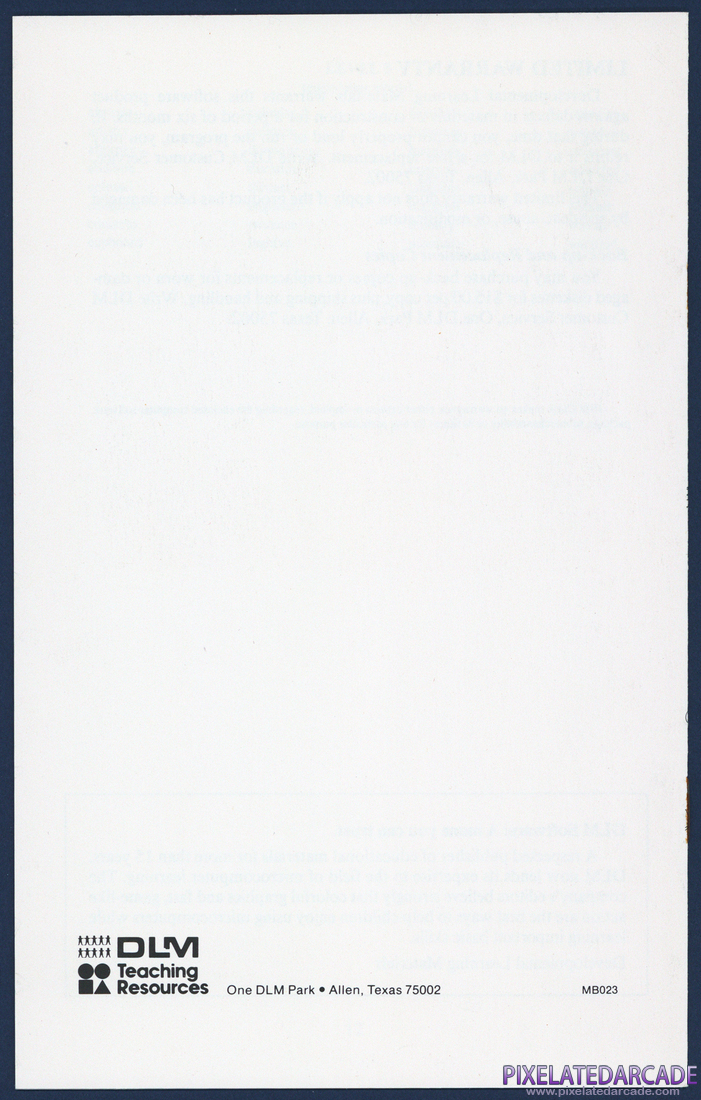 Boppie's Great Word Chase: Instruction Manual - Back Cover