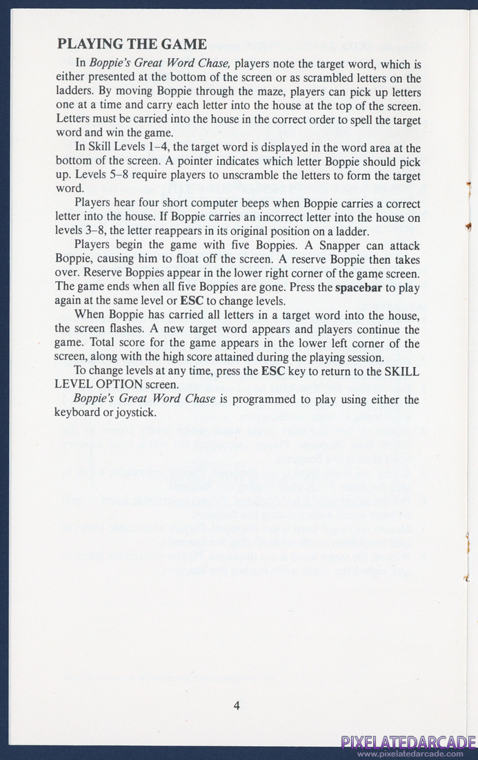 Boppie's Great Word Chase: Instruction Manual - Page 4