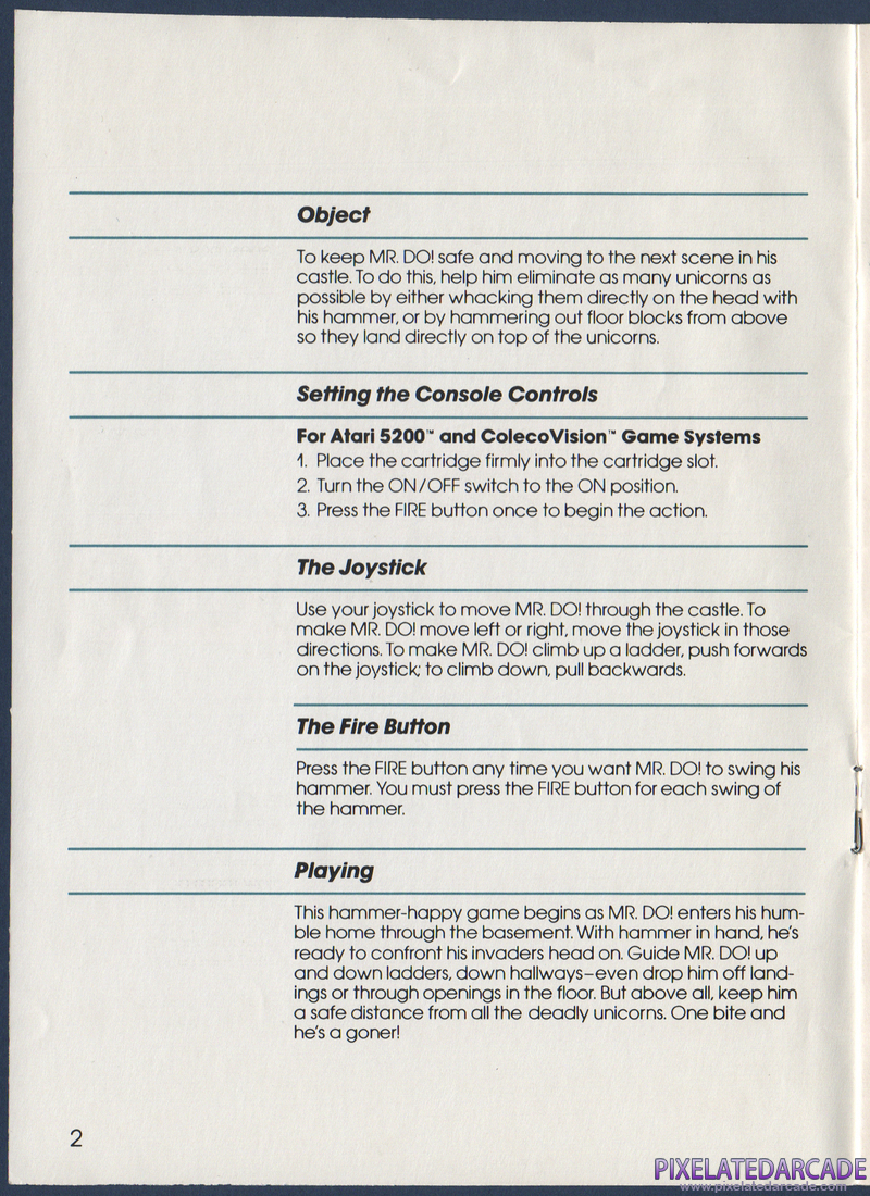 Mr. Do!'s Castle: Instruction Manual - Page 2