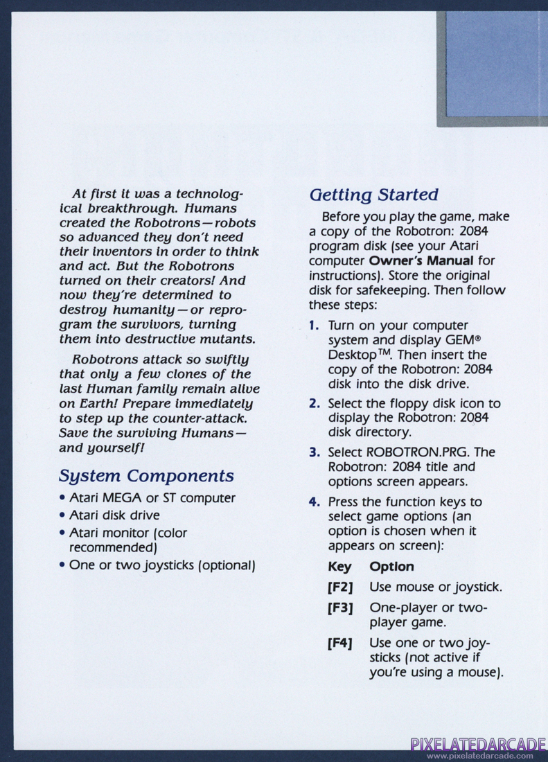 Robotron: 2084: Instruction Manual - Page 2
