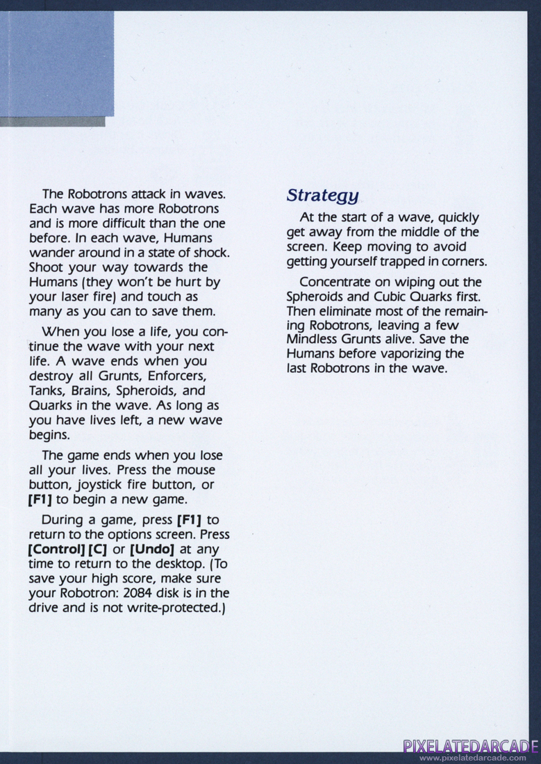 Robotron: 2084: Instruction Manual - Page 4