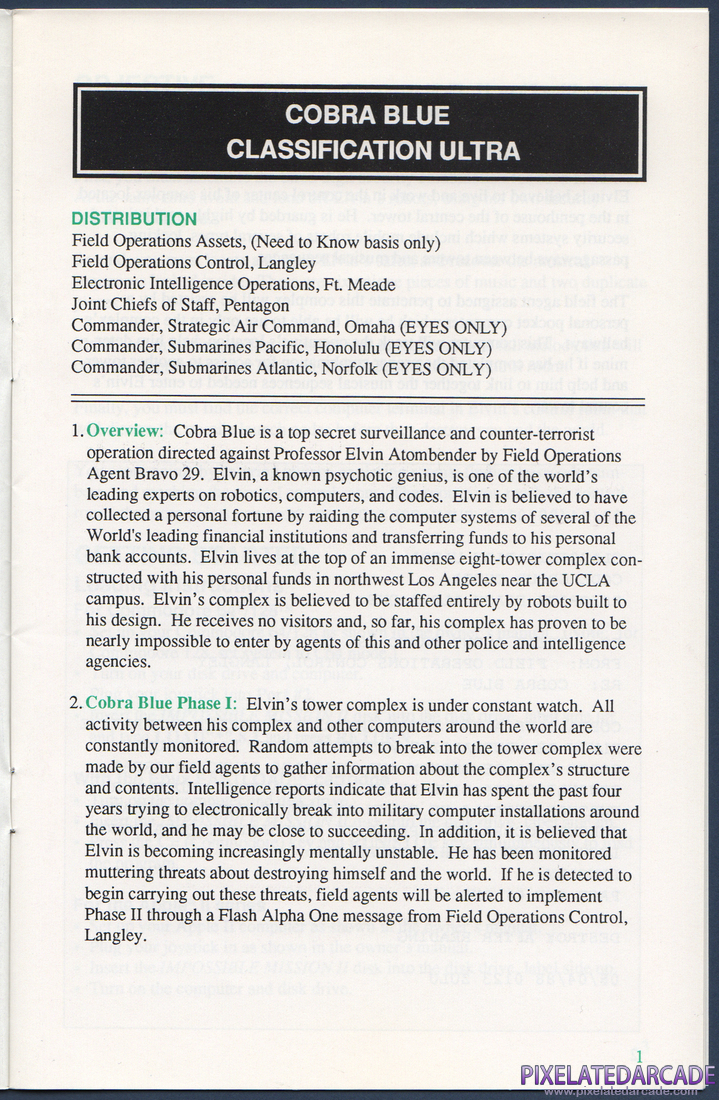 Impossible Mission II: Instruction Manual - Page 3