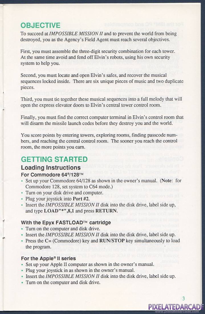 Impossible Mission II: Instruction Manual - Page 5