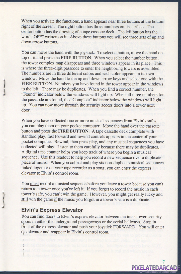 Impossible Mission II: Instruction Manual - Page 9