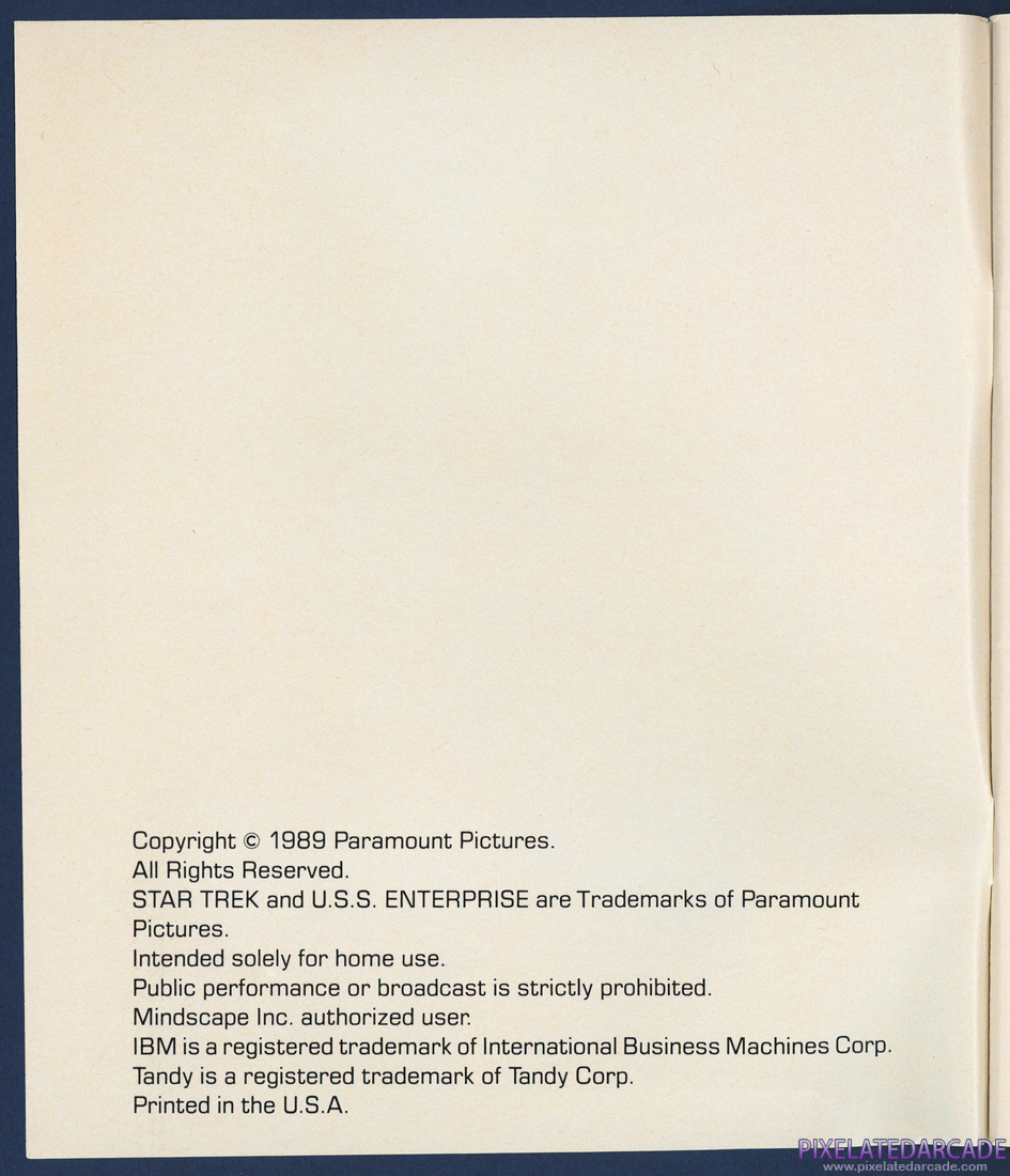 Star Trek V: The Final Frontier: Instruction Manual - Inside Cover