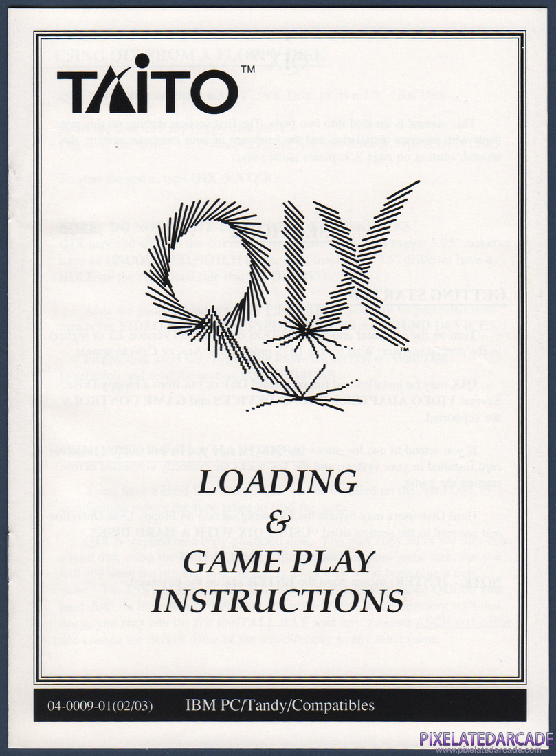 Qix: QIX Instruction Manual - Page 1
