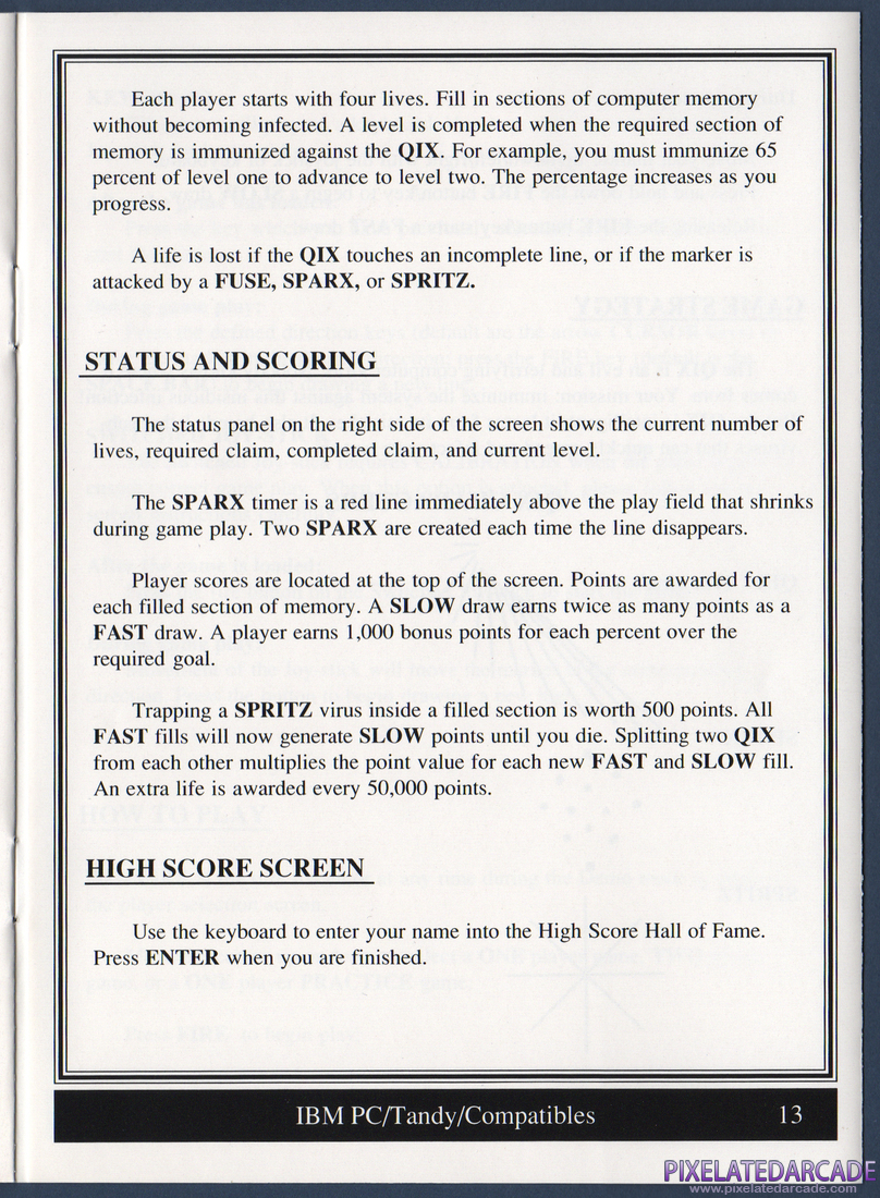 Qix: QIX Instruction Manual - Page 13