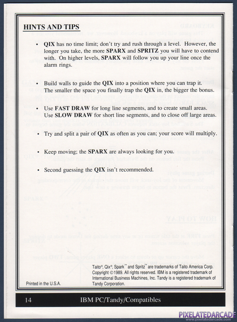Qix: QIX Instruction Manual - Page 14