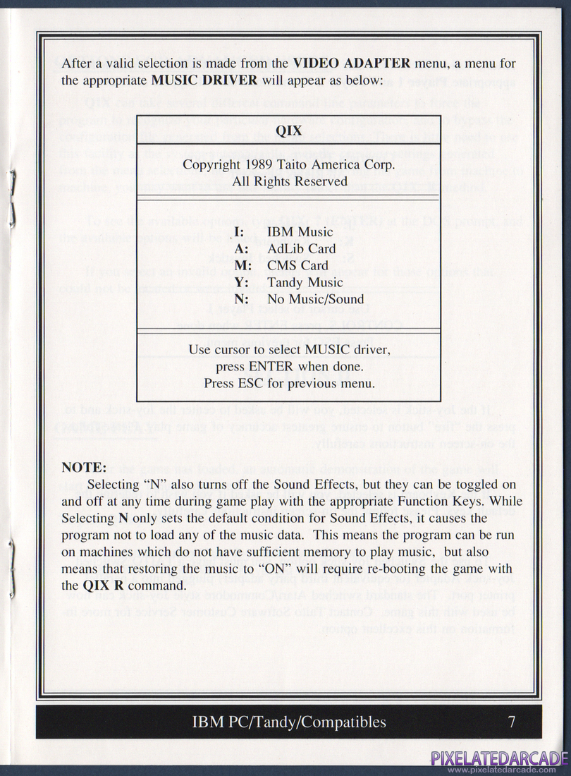 Qix: QIX Instruction Manual - Page 7