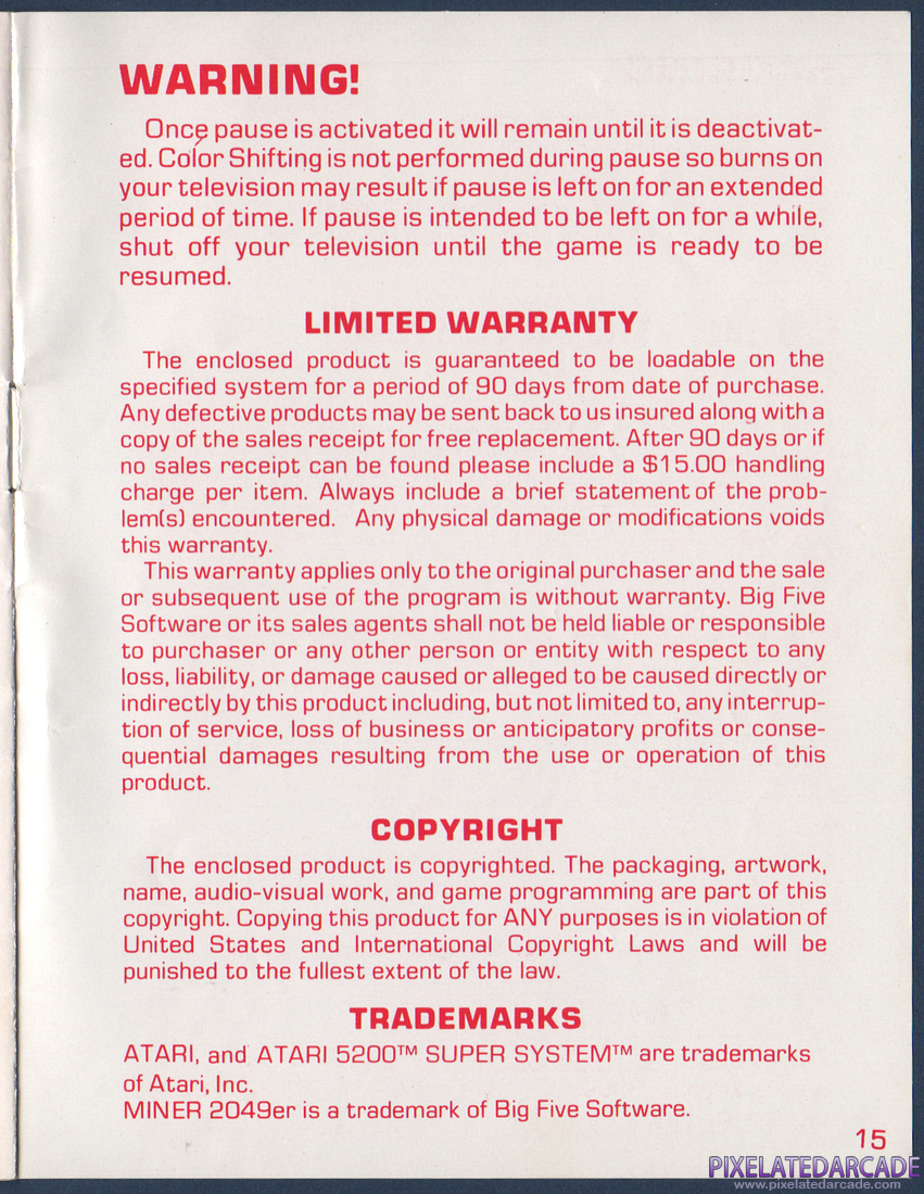 Miner 2049er: Instruction Manual - Page 13