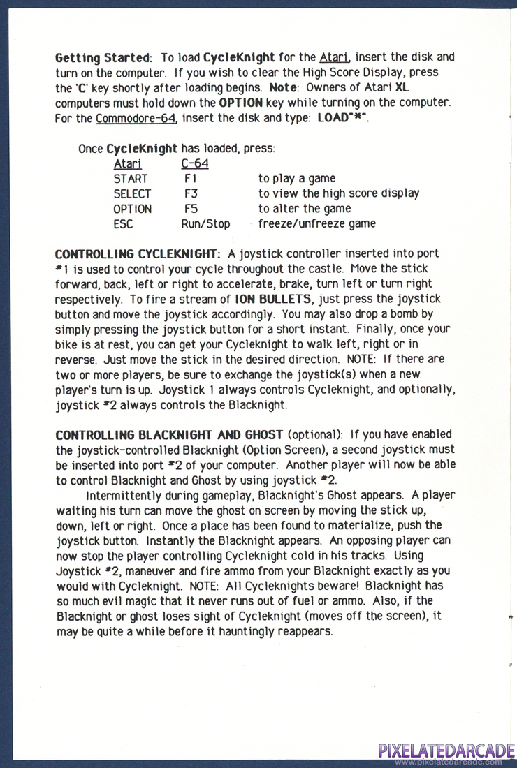 Cycle Knight: Instruction Manual - Page 2