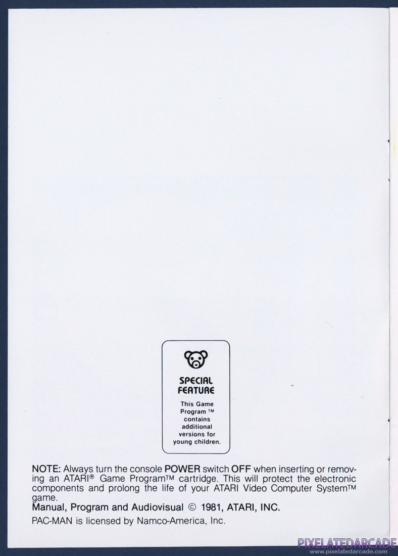 Pac-Man: Instruction Manual - Inside Cover