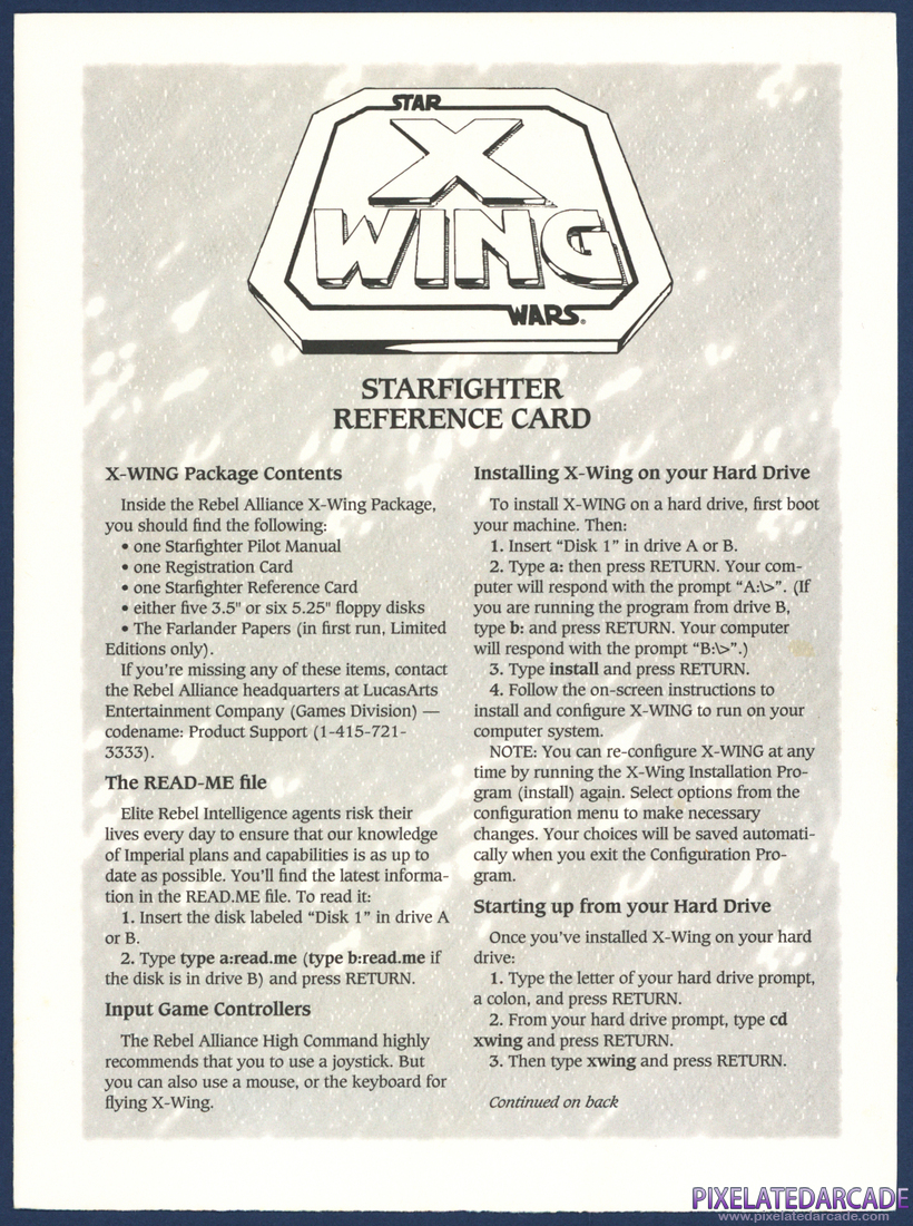 Star Wars: X-Wing: Starfighter Reference Card - Page 1