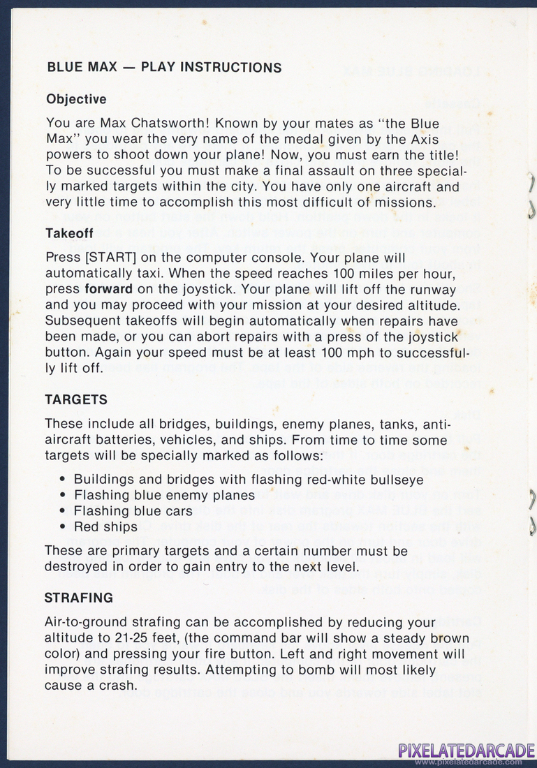 Blue Max: Instruction Manual - Page 3