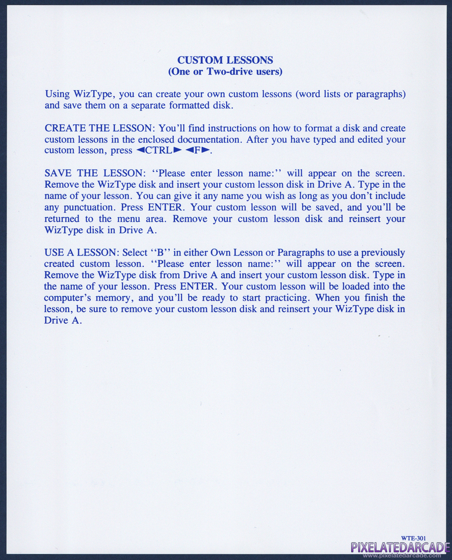 Wizard of Id's WizType: Instruction Manual - Addendum