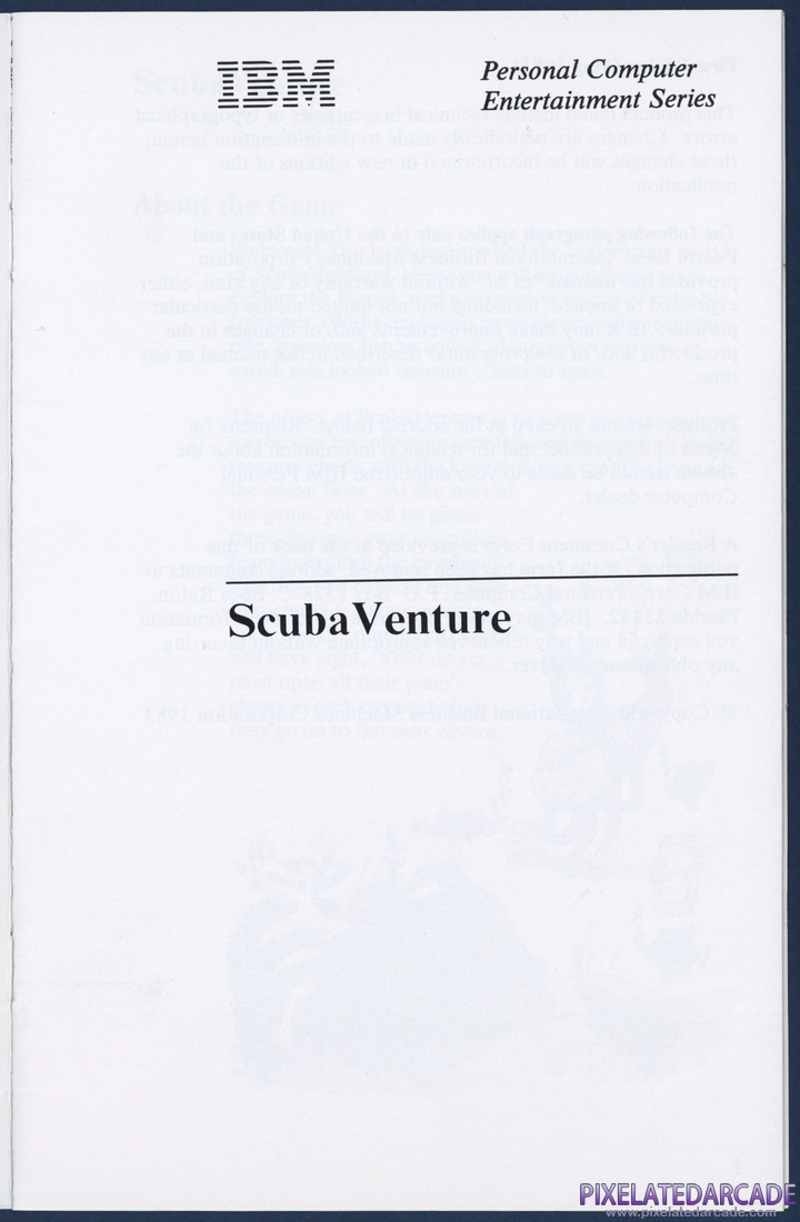 ScubaVenture: Instruction Manual - Page 3
