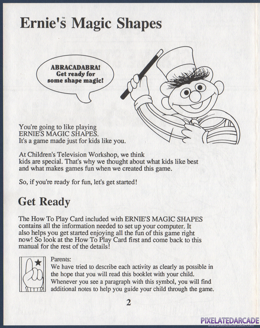 Ernie's Magic Shapes: Instruction Manual - Page 2