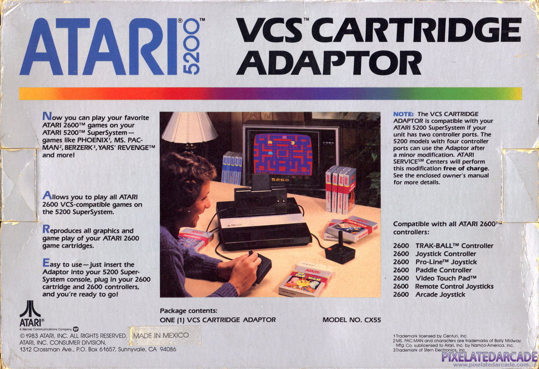 Atari Model # CX55 Photo: Atari VCS Cartridge Adaptor - Box Back