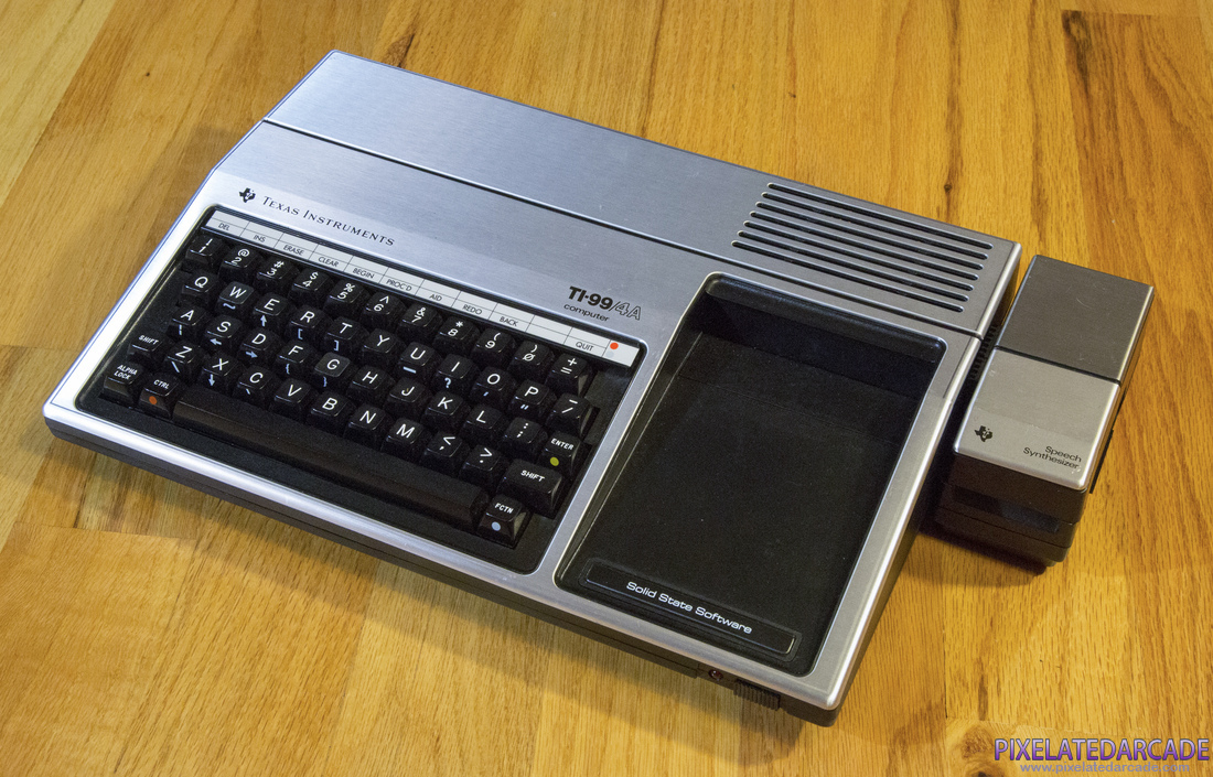 TI-99/4A Photo: TI-99/4A computer with optional Speech Synthesizer